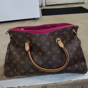 Louis Vuitton Brown and Pink Monogram Satchel